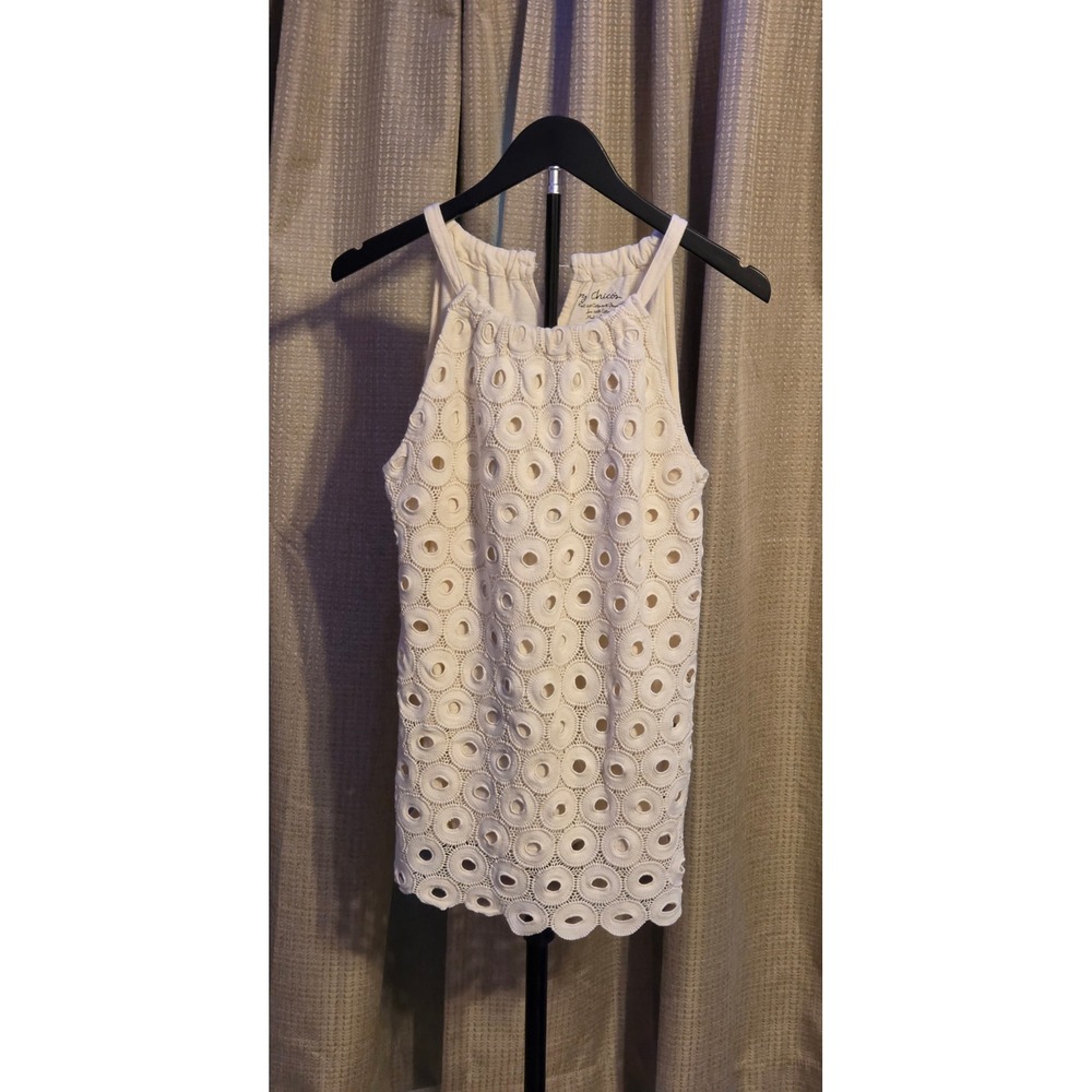 Chicos Crochet Halter‎ Top Women's Size 1 (Medium/8) Cream